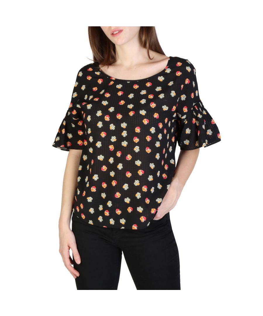 Collection: Spring/Summer <br> Gender: Woman <br> Type: T<br>shirt <br> Sleeves: short <br> Neckline: round <br> Material: polyester 100% <br> Pattern: solid colour <br> Washing: hand wash <br> Model height, cm: 173 <br> Model wears a size: M <br> Details: visible logo