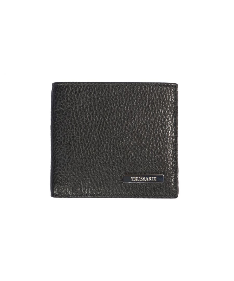 Portefeuille pour homme en cuir gaufré, ouverture en forme de livre, compartiment pour pièces de monnaie et porte-cartes. 13x16x3