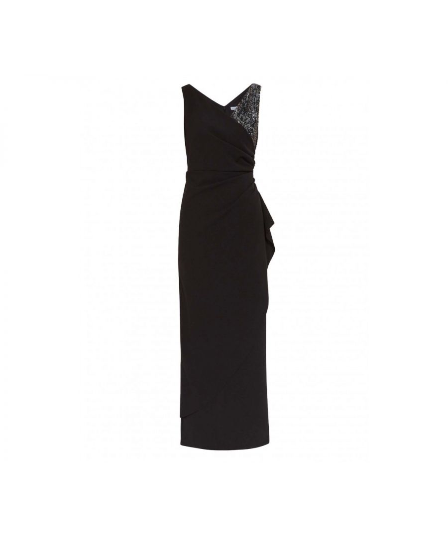 Image for Gina Bacconi Luria Crepe and Sequin Maxi Dress in Black