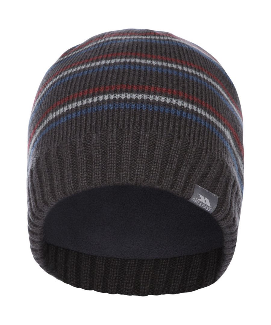 Trespass Mens Ray Stripe Pattern Knitted Winter Beanie Hat - Grey - One Size