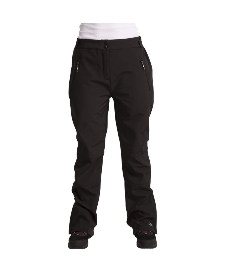 Designed to offer a lightweight feel that offers proper protection, the Squidge II women's water resistant walking trousers are ideal for hikes and trips tp the slopes. Engineered using our Tres-tex fabric, you'll get the coverage you need against the elements for a more enjoyable outdoor experience.A water resistant finish acts a barrier against moisture droplets on the surface, therefore, reducing condensation build-up inside to help them stay dry. This is further aided by their breathable structure that allows air to pass through to the interior where it can then circulate.Articulated knee darts aid movement by allowing you to move comfortably without feeling restricted while kick patches give them added durability, excellent for when you are really wanting to get into the thick of it. Available in black, the Squidge II women's water resistant softshell trousers will keep you going on any adventure whether on the trails or on the mountainside.