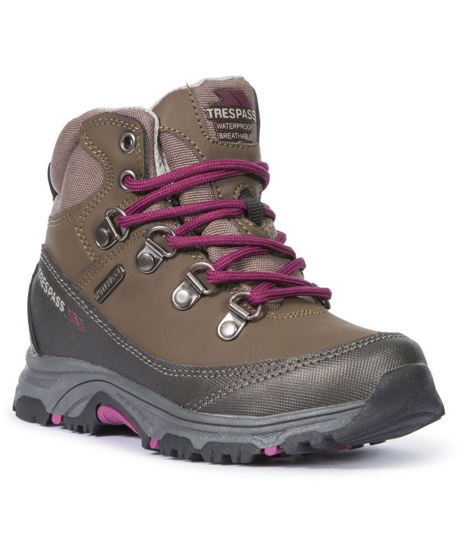 The Glebe II kid's hiking boots will allow them to pursue any adventure on foot in comfort and with confidence. Fitted with an ankle cushioned collar and arch stabilising shank, they'll be completely supported when out hiking on various types of terrain. Furthermore, an all-round mud-guard shields their feet from knocks and bangs while a cushioned footbed stops aches and pains even when out exploring for longer periods. They'll also receive waterproof protection so they'll not have damp feet and socks slowing them down. Plus, a mesh lining means air is still allowed inside to stop condensation build-up for a continuously fresh and dry feeling. A durable outsole will help them keep balanced by providing them with good traction and the indents of the sole stop mud or debris from getting clogged up. Available in a choice of 2 colours, the Glebe II kid's hiking boots are a solid piece of hiking footwear that will see them through even the toughest of hikes.
