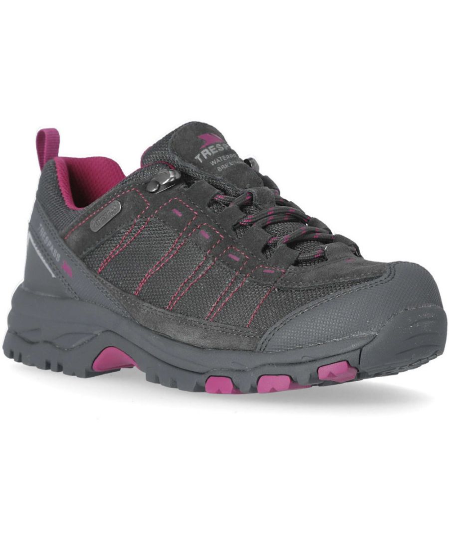 If you are setting out for the hills and trails, the womens Scree walking trainers are a fantastic choice. Not only will these walking shoes keep your feet comfortable and supported, but they also feature a waterproof finish and breathable material, so your feet will stay fresh throughout the day. Additionally there is also a cushioned midsole, a protective toe guard and an arch stabilising steel shank.\n\nThe suede and mesh upper features a cut out design, which not only looks great, but also helps to keep your feet fresh and comfortable. Available in neutral brown tones, these womens walking shoes are ideal for active adventures.
