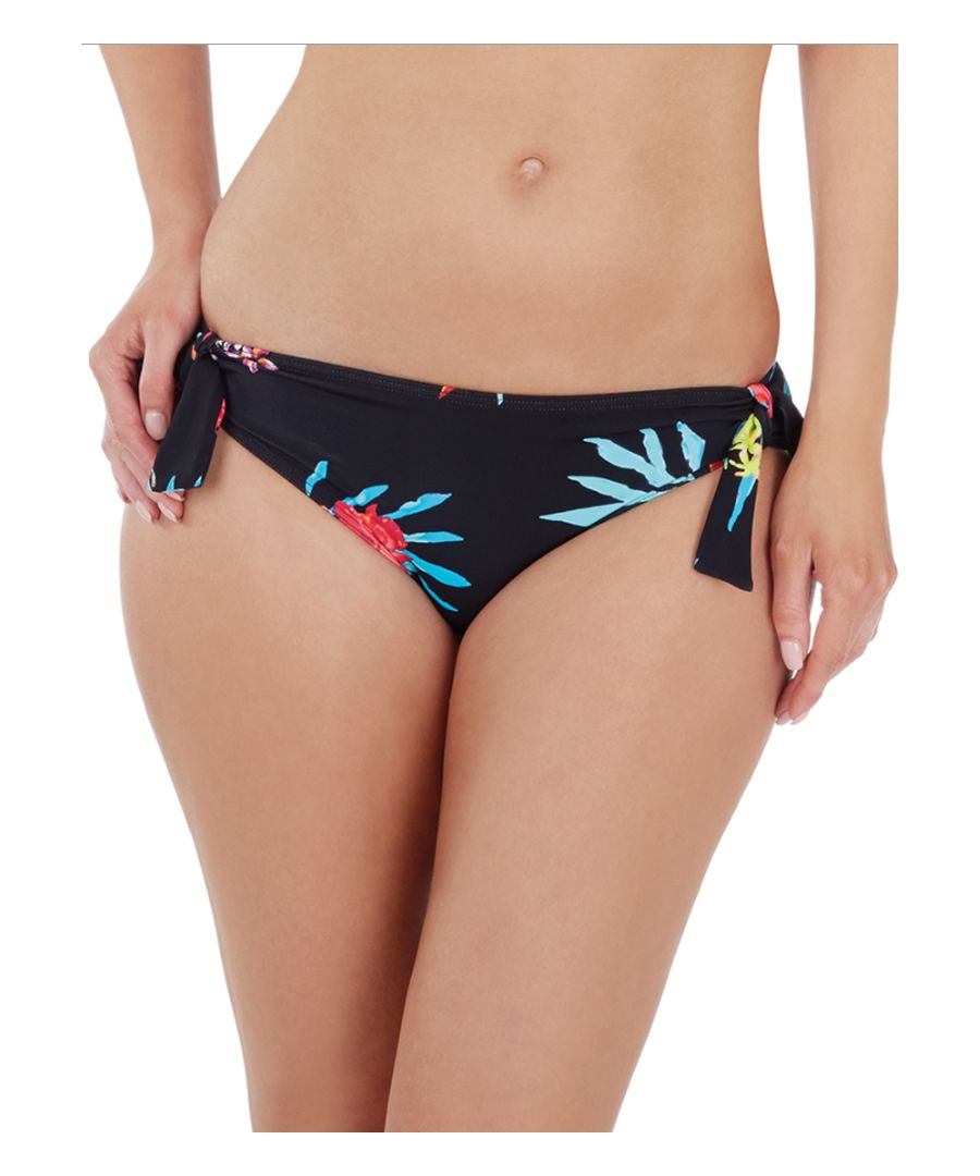 Lepel Womens Tropics Tie Side Bikini Brief - Black Polyamide - Size 2XL