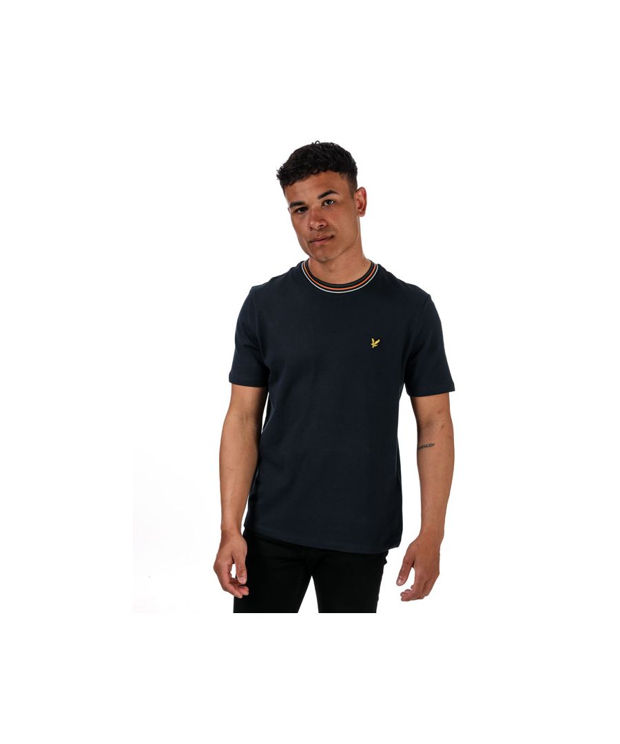 Lyle & Scott Mens And Tipped Ringer T-Shirt in Navy - Blue Cotton - Size X-Small