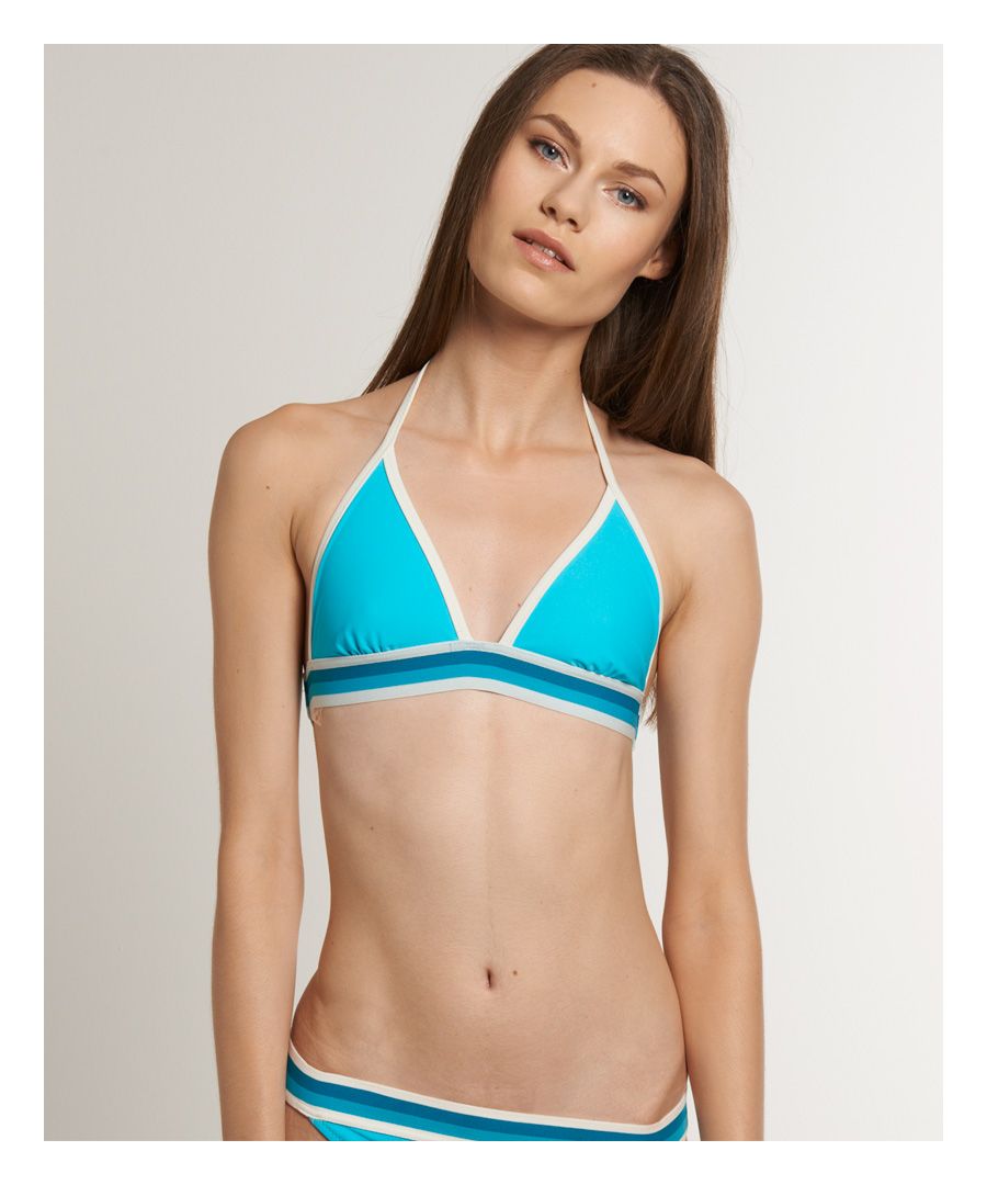 Superdry Womens Treo Bikini Top - Blue Nylon - Size Medium