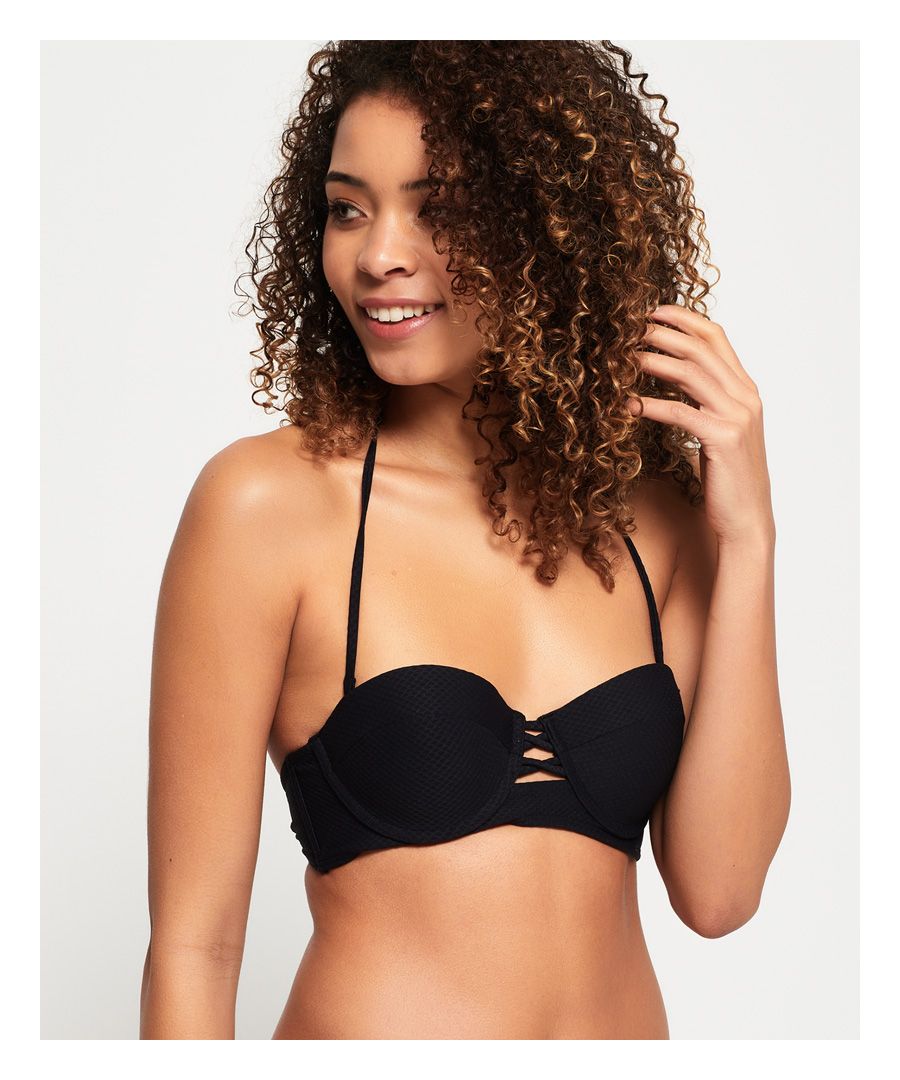 Superdry Womens Sophia Textured Cup Bikini Top - Black Polyamide - Size 8 Regular