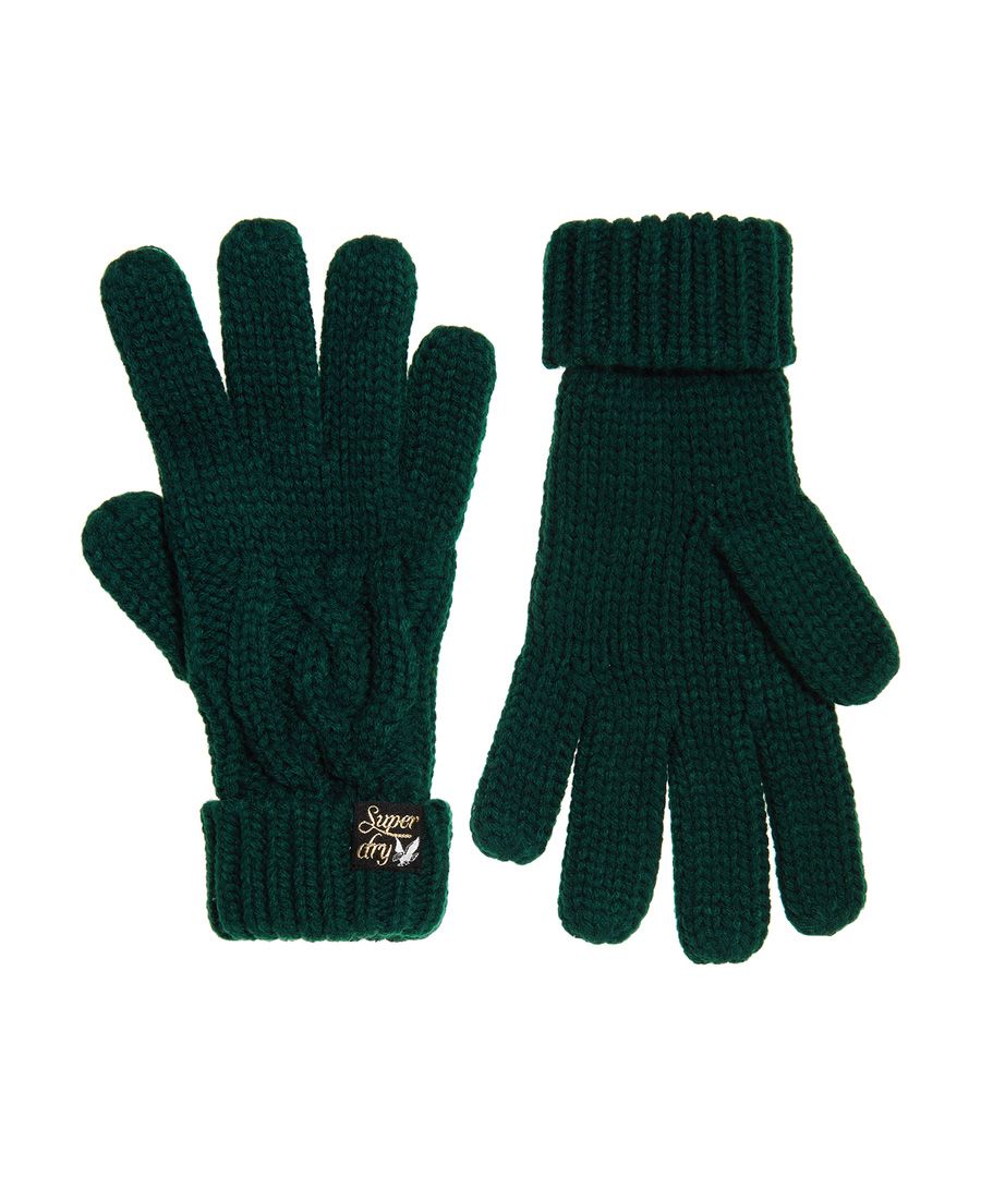 Superdry Womens Arizona Cable Gloves - Green - One Size