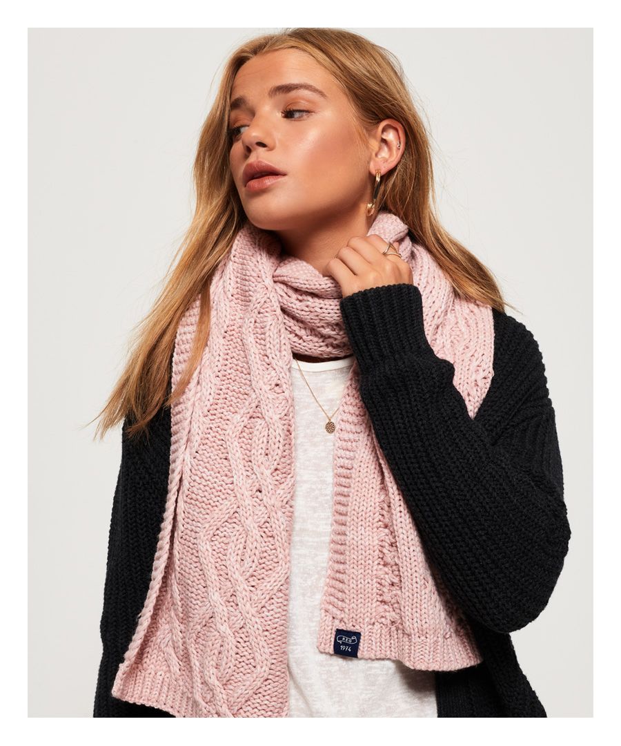 Superdry Womens Arizona Cable Scarf - Pink - One Size