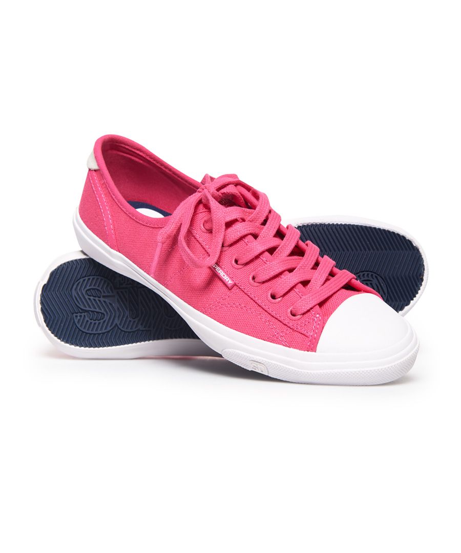 Superdry Womens Low Pro Sneakers - Pink Cotton - Size UK 3