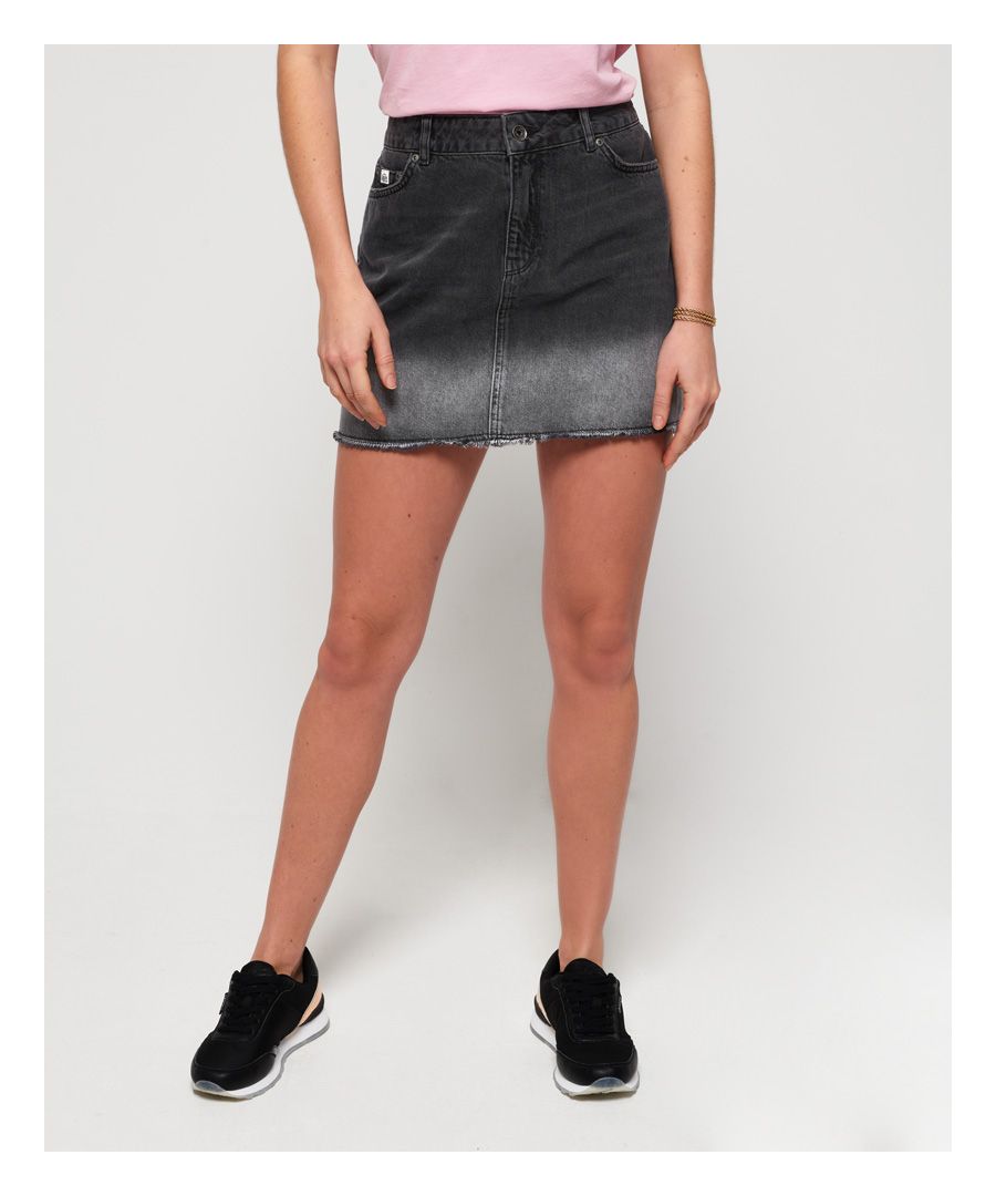 Superdry Womens Denim Micro Mini Skirt - Grey Cotton - Size 32