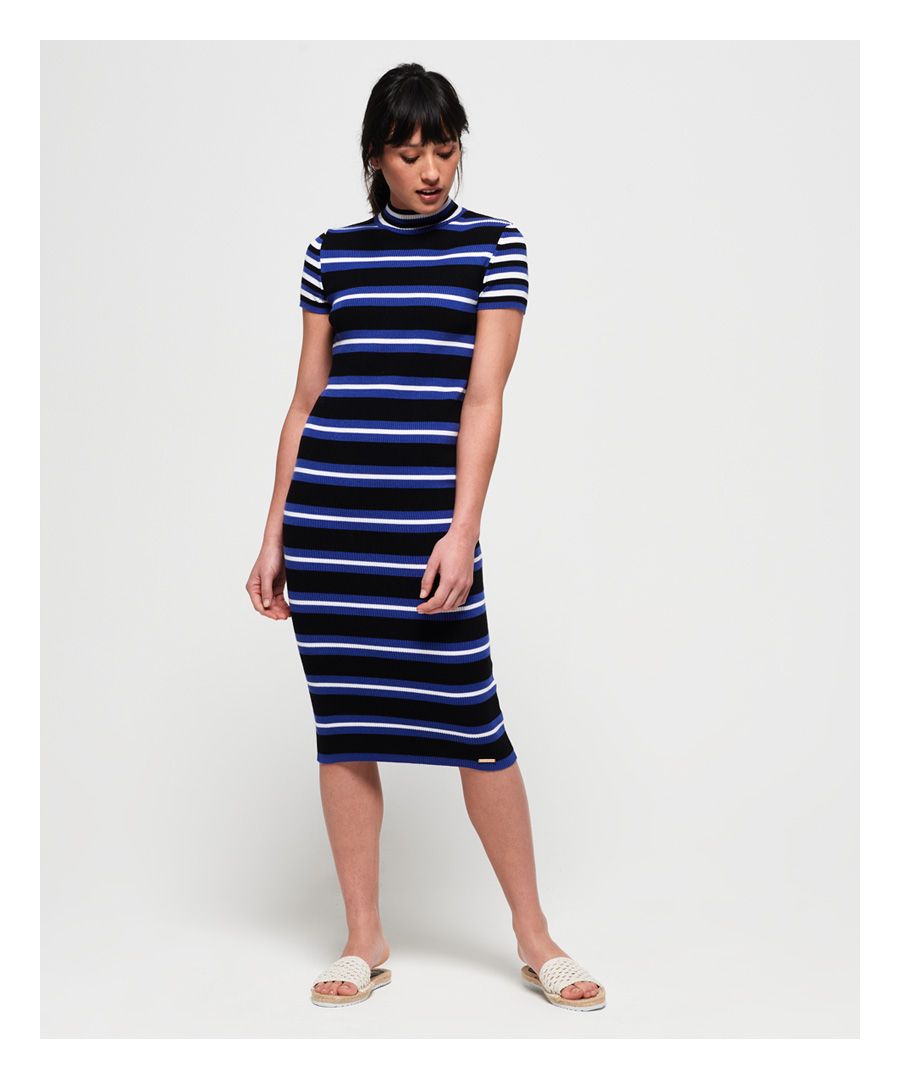 Image for Superdry Sporty Striped Ribbed Knitted Dress