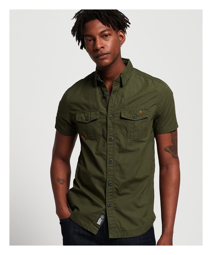 Superdry Mens Short Sleeve Rookie Parachute Lite Shirt - Green Cotton - Size Small