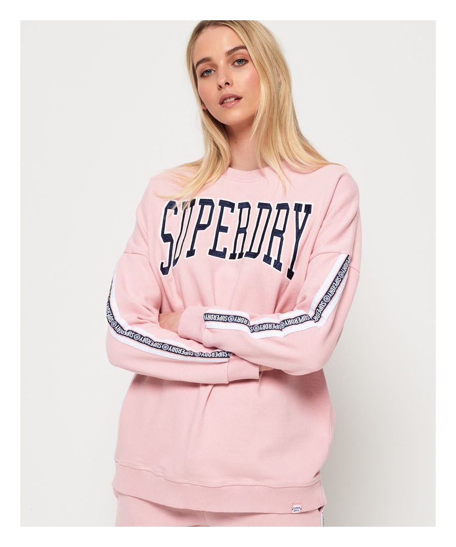 Superdry Womens Alicia Crew Sweatshirt - Pink Cotton - Size 8 UK