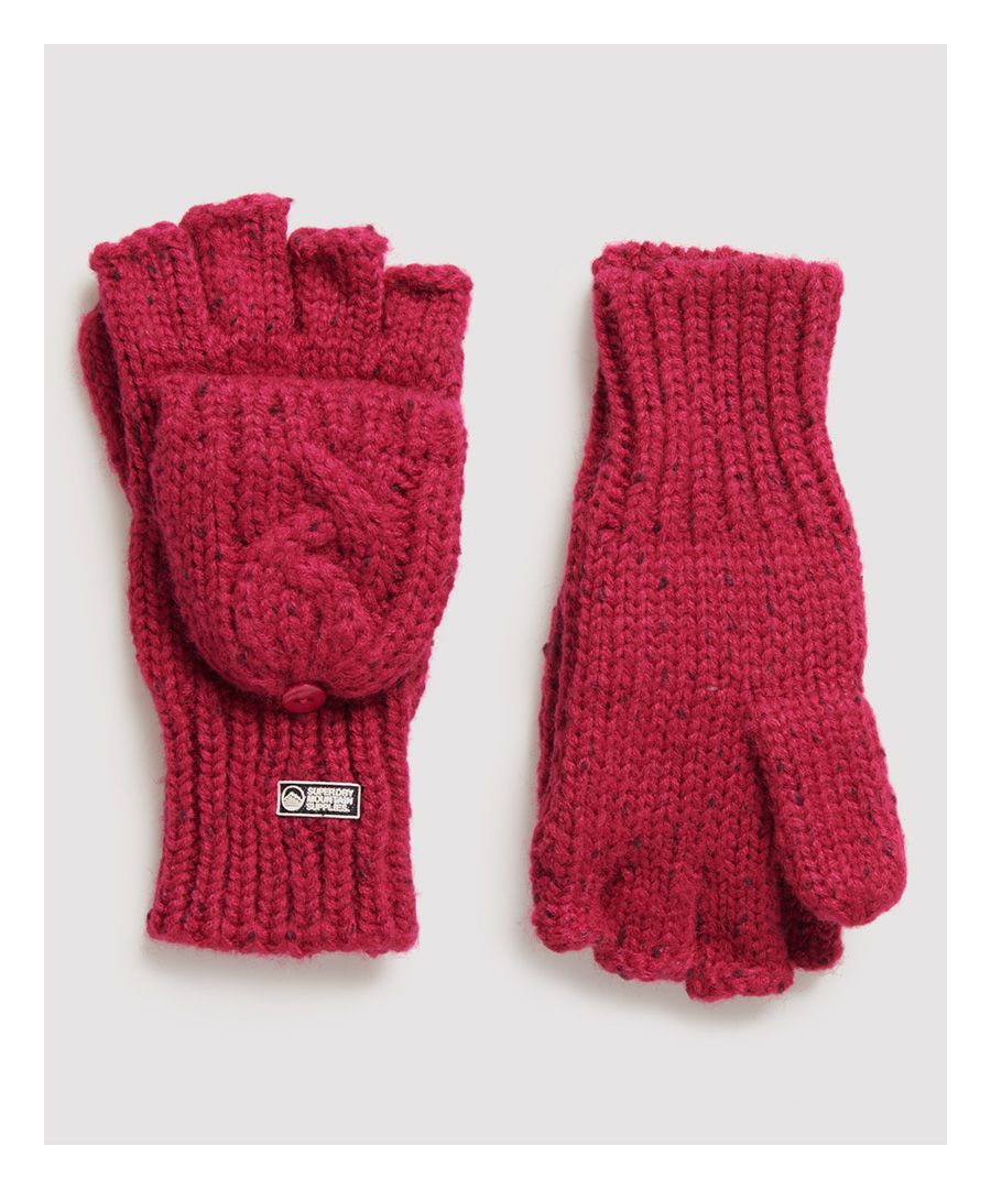 Superdry Womens Gracie Cable Gloves - Pink - One Size