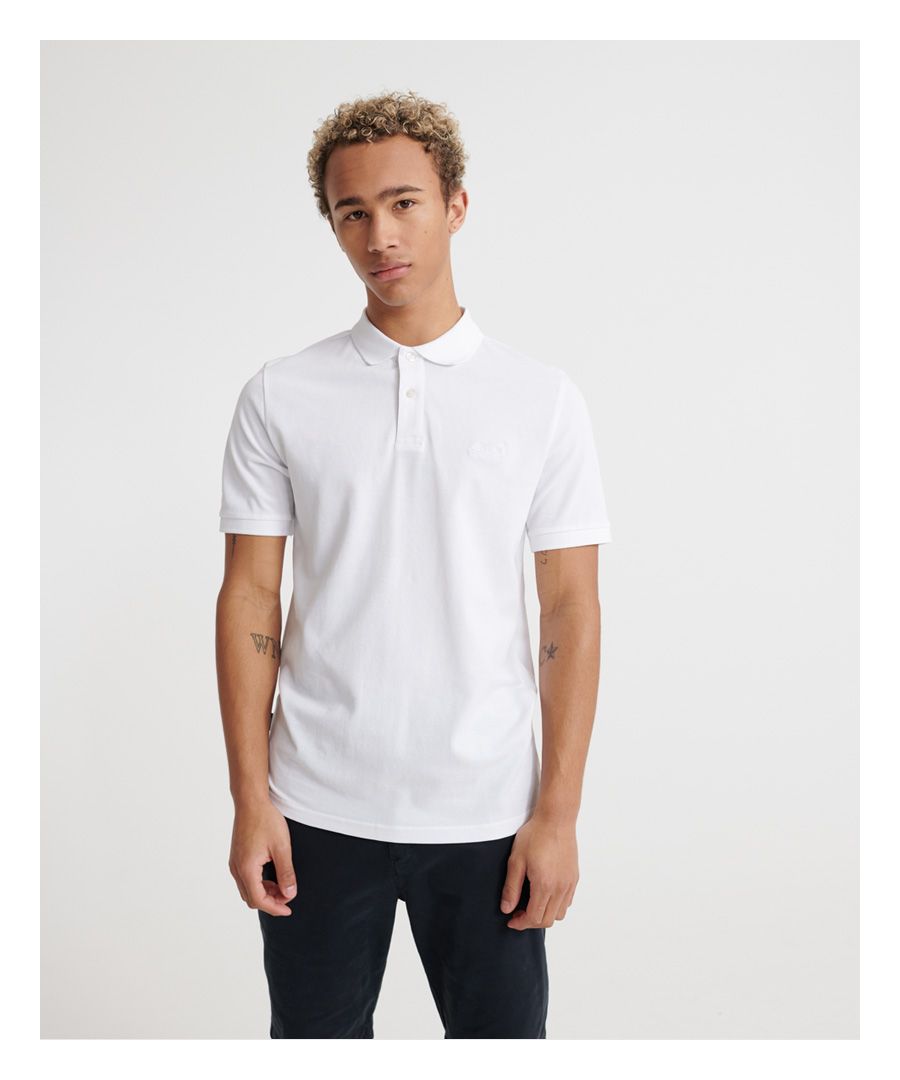 Superdry Mens Organic Cotton Micro Lite Pique Polo Shirt - White - Size M