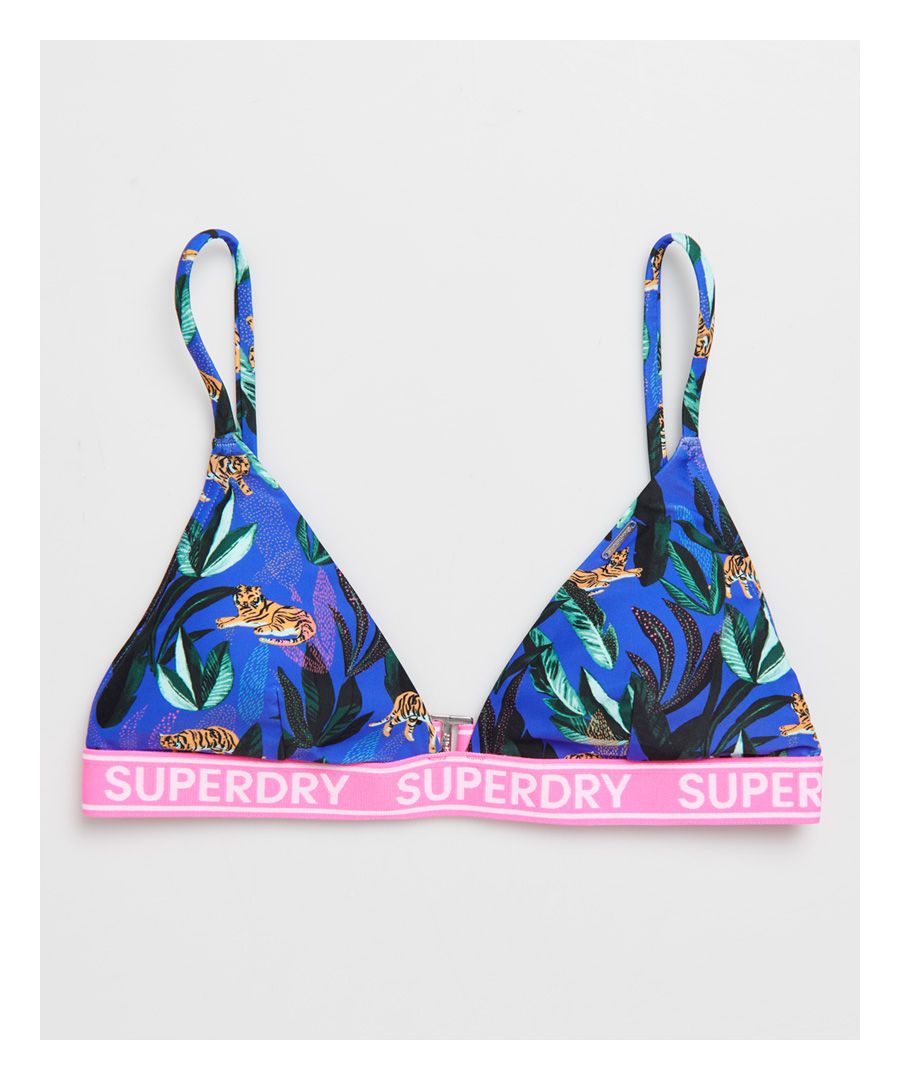 Superdry Womens Jungle Fixed Tri Bikini Top - Blue - Size 8