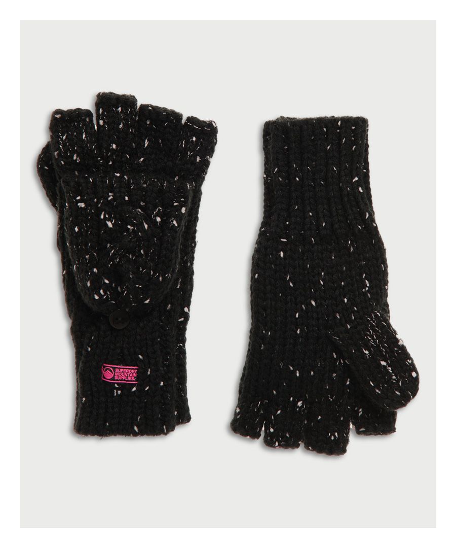 Superdry Womens Gracie Cable Gloves - Black - One Size