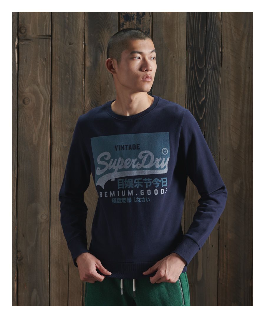 Superdry Mens Organic Cotton Vintage Logo Loopback Sweatshirt - Navy - Size Small