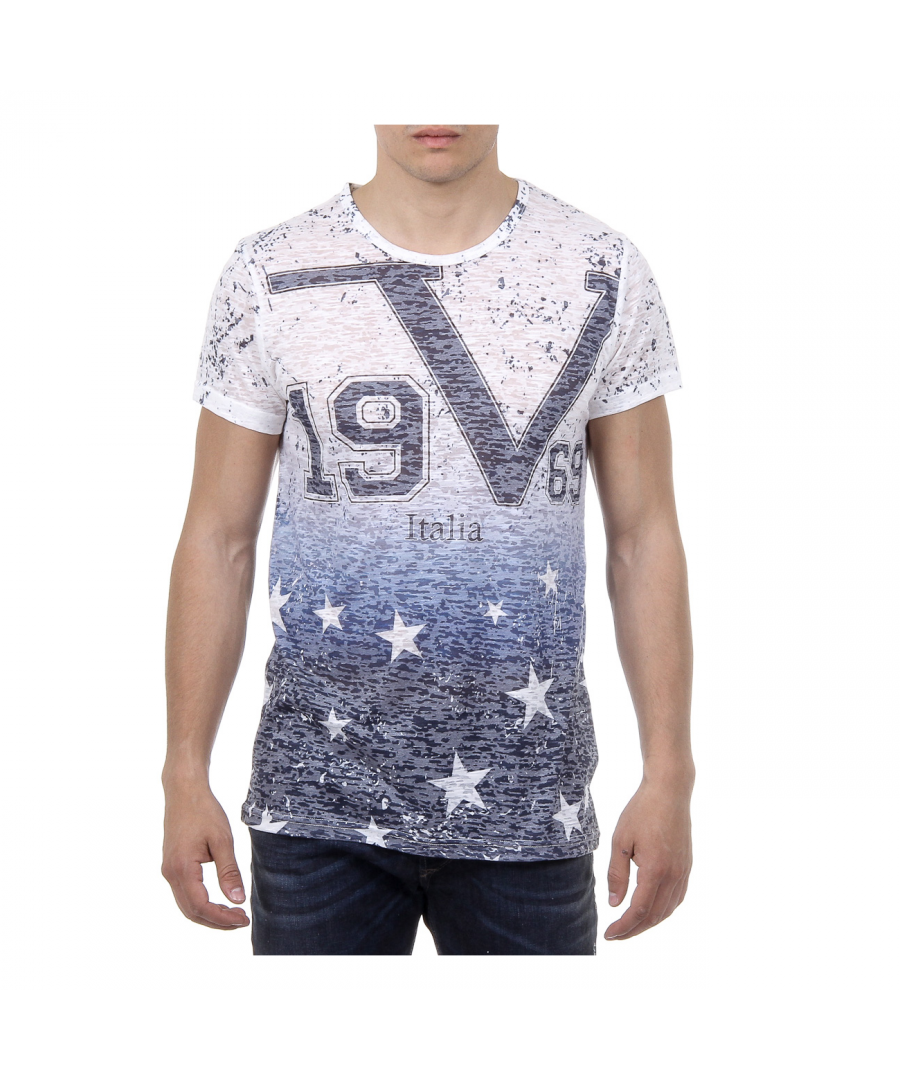 V 1969 Italia Mens T-shirt Korte mouwen Ronde hals Multicolor David