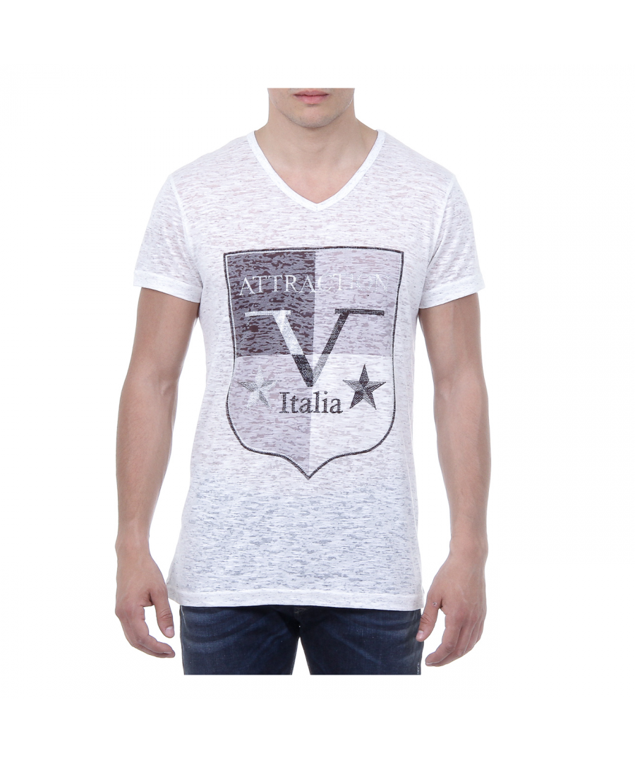 Image for V 1969 Italia Mens T-shirt Short Sleeves V-Neck White ALEXANDER