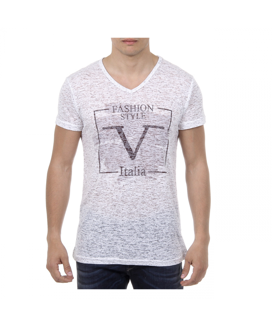 Image for V 1969 Italia Mens T-shirt Short Sleeves V-Neck White DANIEL