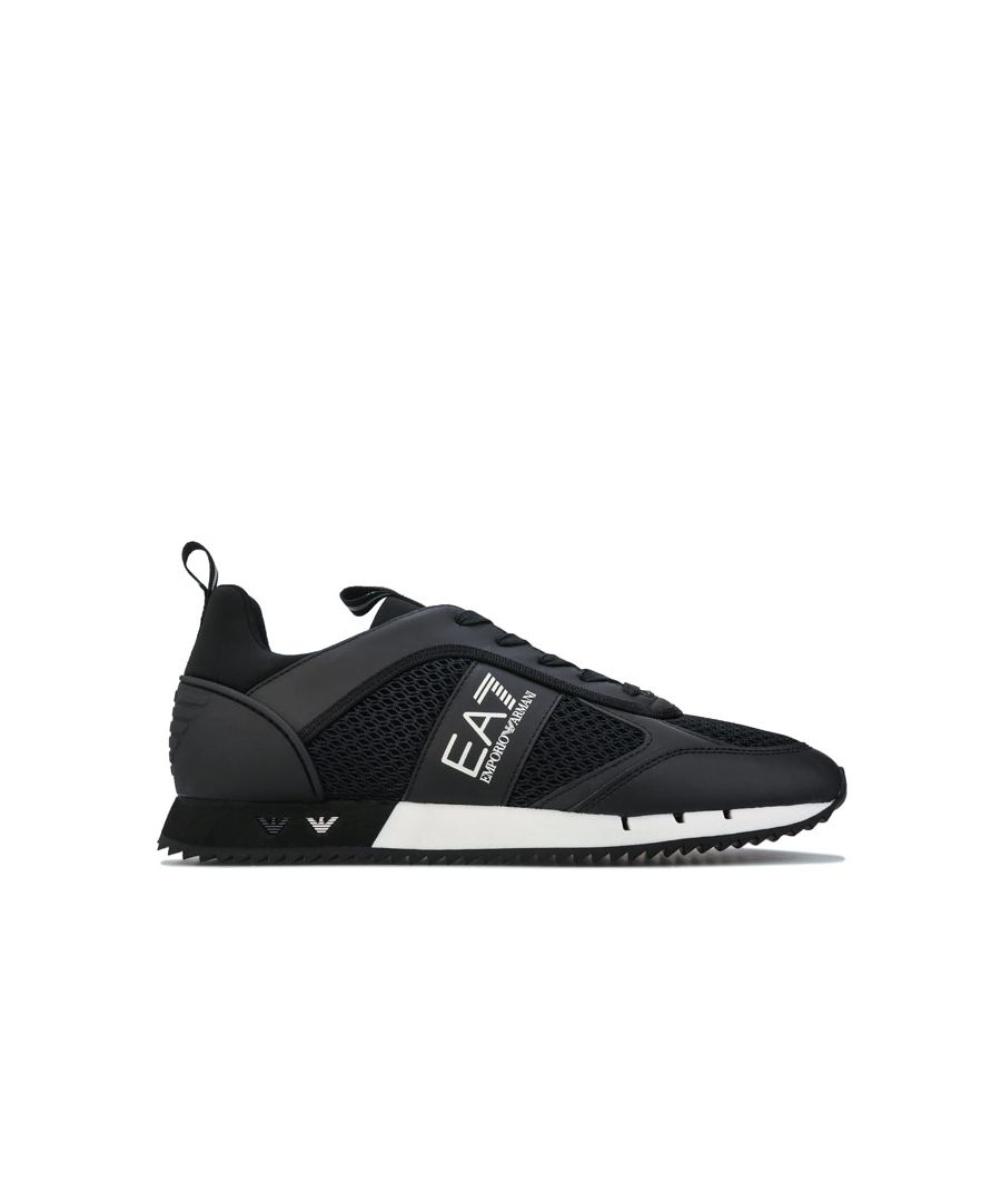 Mens Emporio Armani EA7 B&M Mesh Run Trainers in black.<BR><BR>- Textile and Synthetic Upper.<BR>- Lace closure. <BR>- EA7 branding to the sidewalls and midsole.<BR>- Graphic quarter branding.<BR>- Double eagle sole branding.<BR>- Comfortable lining. <BR>- Breathable mesh upper.<BR>- Nylon tongue and heel tab.<BR>- Rubber sole.<BR>- Textile and synthetic  upper  Textile lining  Synthetic sole.<BR>- Ref: X8X027K050A120