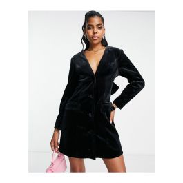 Miss Selfridge velvet blazer dress with tie back detail in black