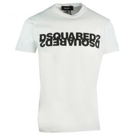 Dsquared2 Cool Fit Black Mirrored Brand Logo White T-Shirt