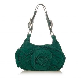 Vintage YSL Nadia Suede Shoulder Bag Green