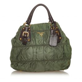 Vintage Prada Tessuto Gaufre Tote Bag Green