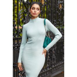Secret Sales QUIZ Sage Knitted Midi Dress