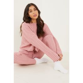 Pink Cable Knit Lounge Set