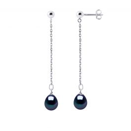 DIADEMA - Earrings - Real Freshwater Pearls - Black Tahitian Style ...