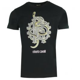 Roberto Cavalli RC Snake Logo Black T-Shirt