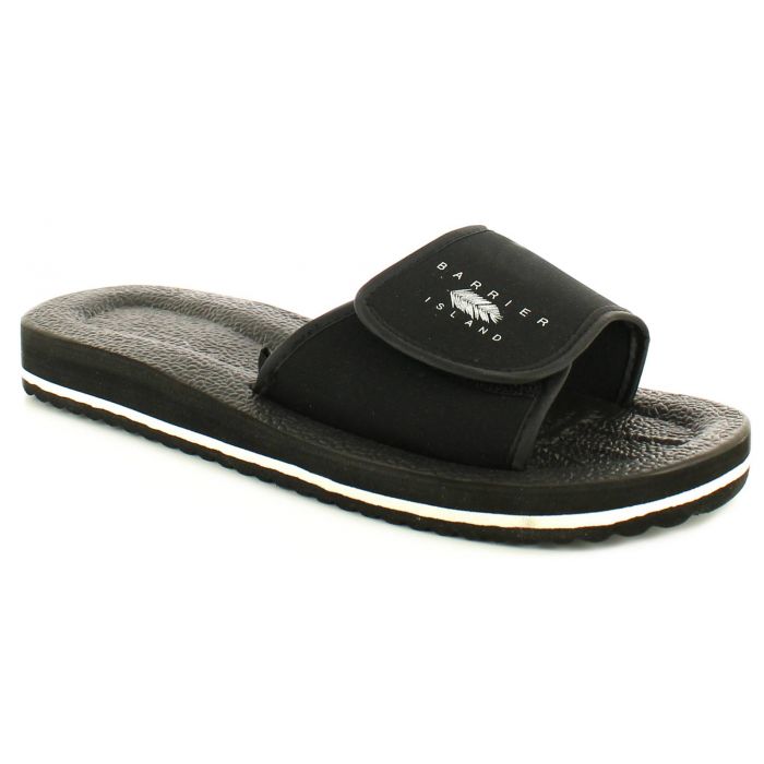 New Mens/Gents Black Slip Ons Shower Mules Touch Fastening Flip Flops.