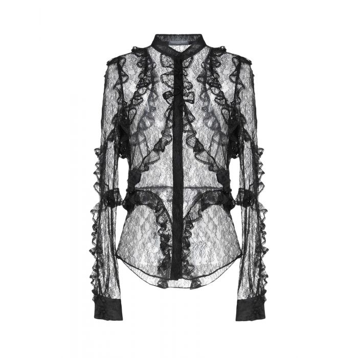 Alexander McQueen Black Silk And Lace Blouse