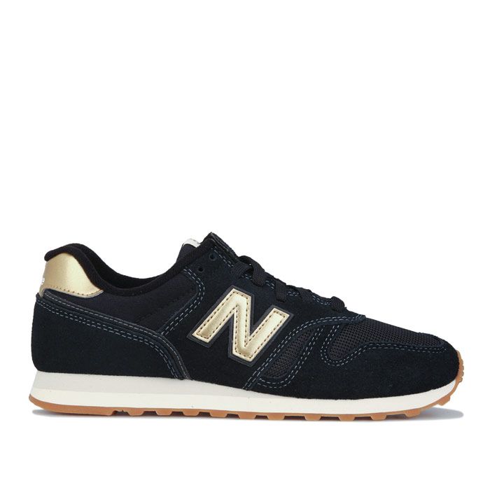 new balance 373 sneakers in black and rose gold