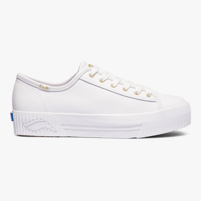Keds Women's TripleKick Chunky Leather White Shoes with Softerra™ Footbed