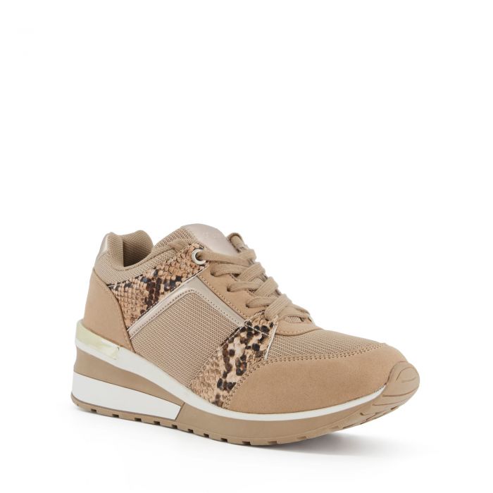 dune black wedge trainers