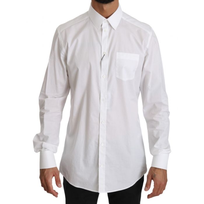 Dolce & Gabbana White GOLD Long Sleeves Dress Formal Shirt