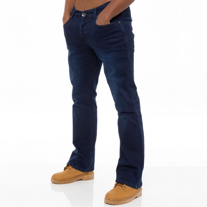 Enzo Mens Bootcut Stretch Denim Jeans