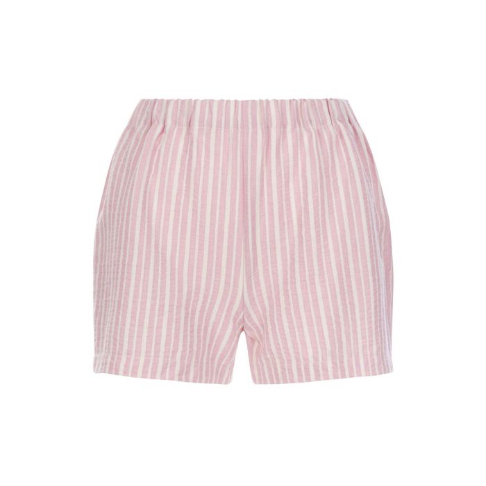Curious Cotton Stripe Shorts in Pink