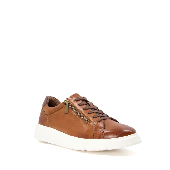 Dune Mens TRIBUTE 2 Leather Cup-Sole Trainers