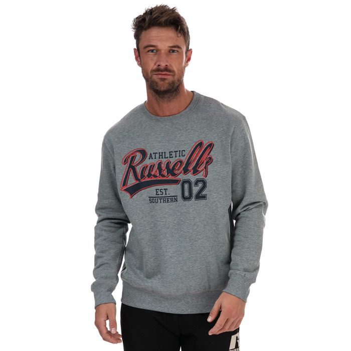 Men's Russell Athletic Crew Neck Sweatshirt in Grey Marl
