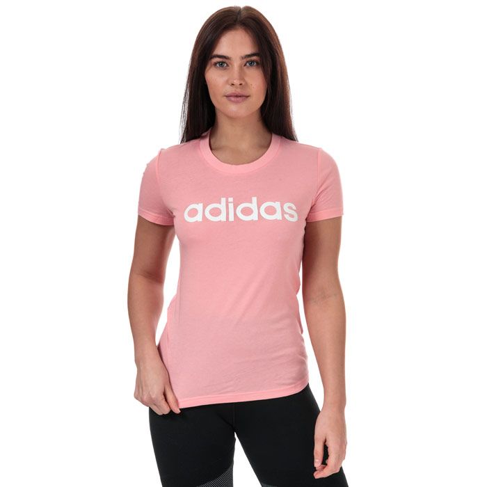 Women's adidas Essentials Linear Slim T-Shirt in Pink