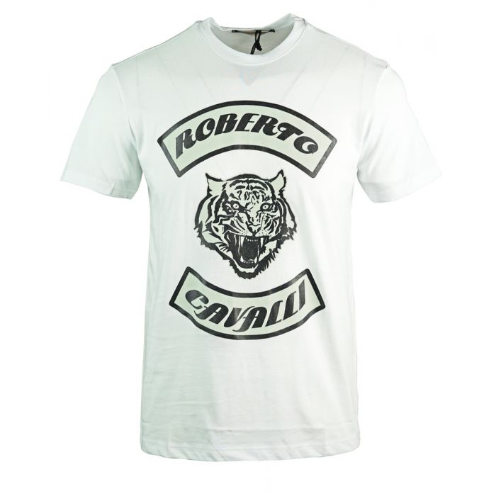 Roberto Cavalli Tiger Head White T-Shirt