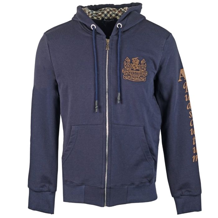 Aquascutum Waterfield Logo Navy Zip Hoodie