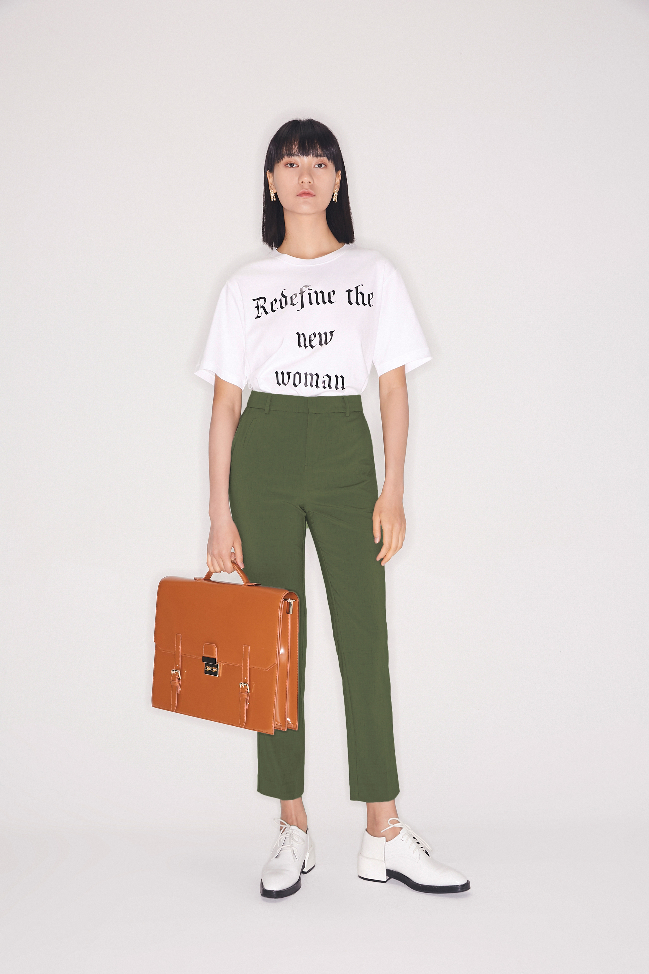 Baumwoll-Brief-T-Shirt Weiß