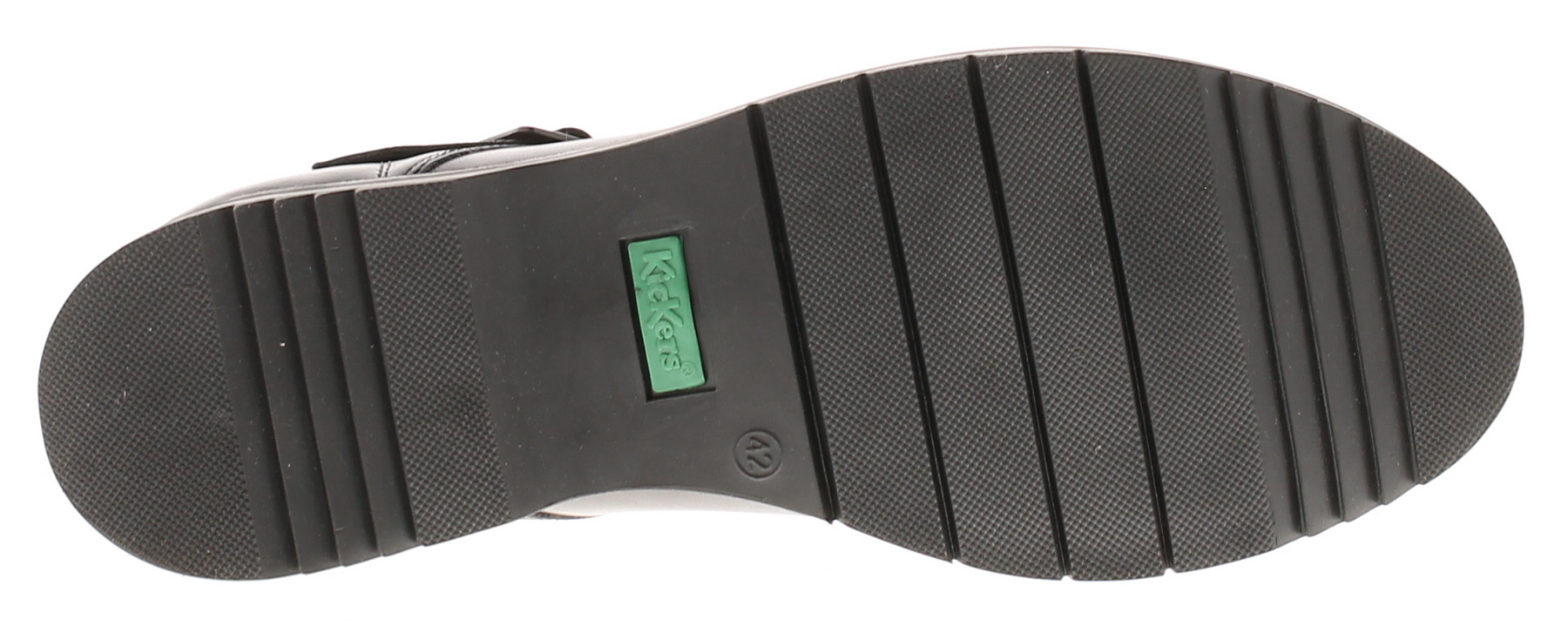 Kickers Kopi Heart T Bar Schuhe – Schwarze Lederschuhe Mit Glitzerherz Für Kinder (Klettverschluss)